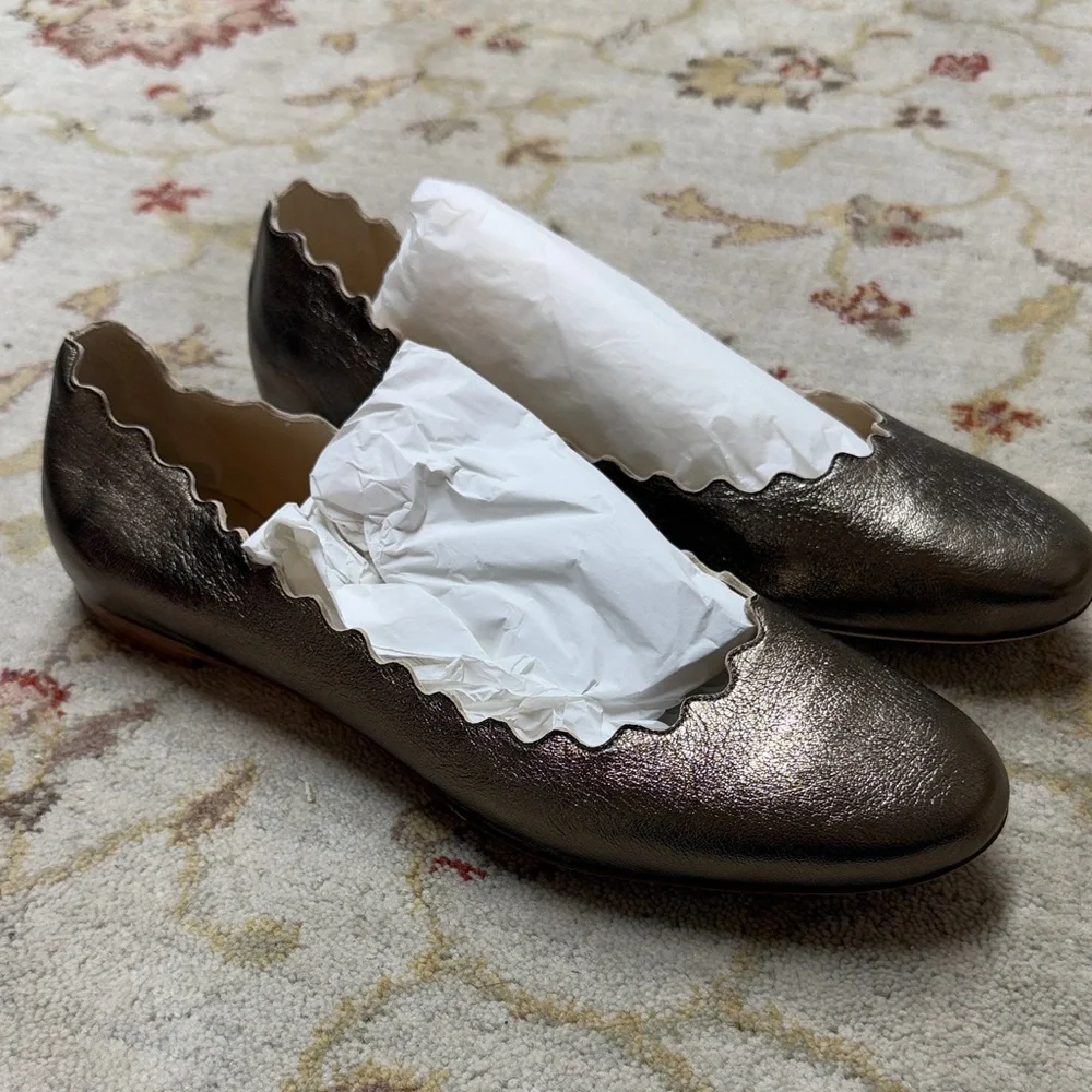 Chloe Pewter Metallic Women's Flats